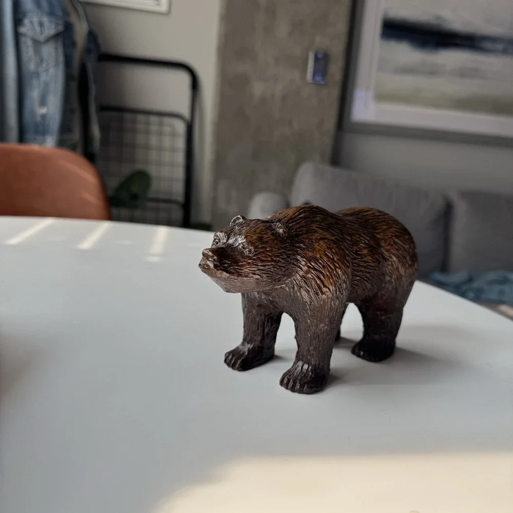 Vintage Grizzly Bear Figurine, Ceramic Wildlife Animal Rustic Cabin Home Decor